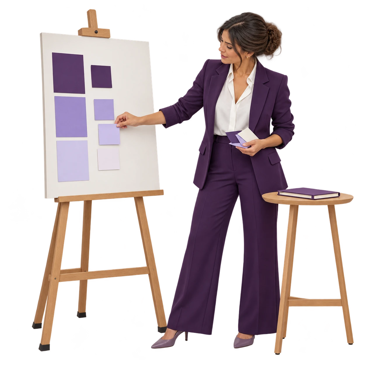 Una directora organiza prioridades en un tablero de planificación. Escena conceptual.